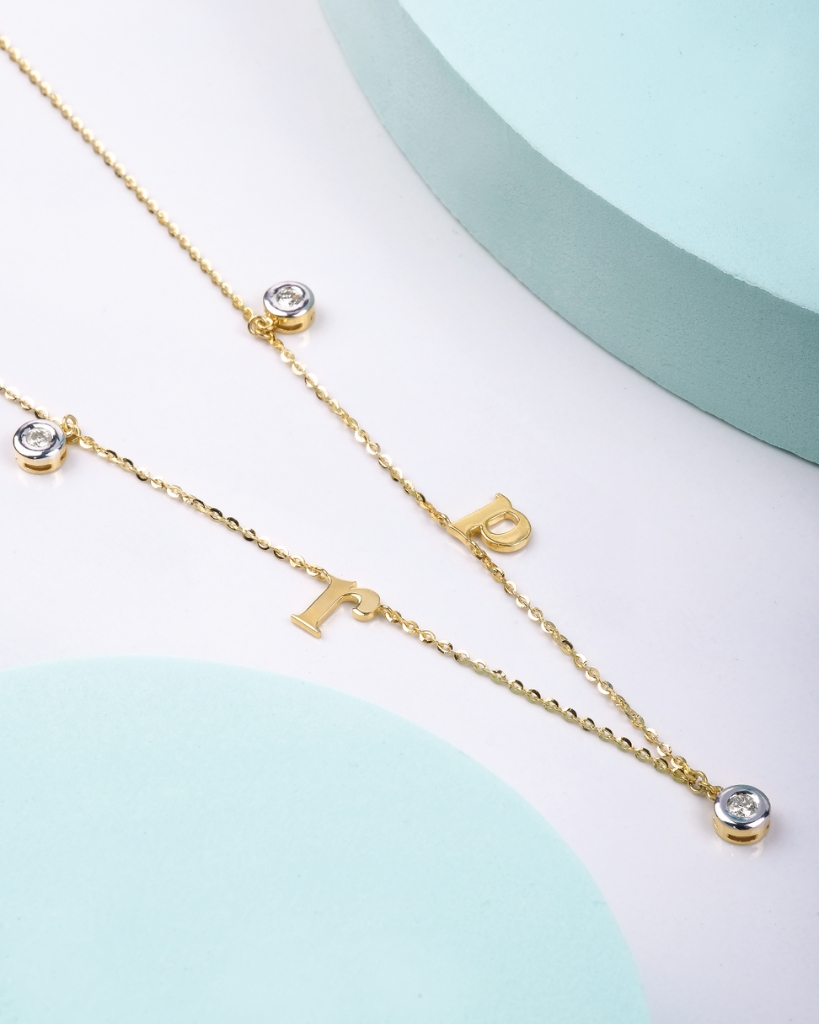 Asymmetrical Double Initial Necklace 2024 | favors.com